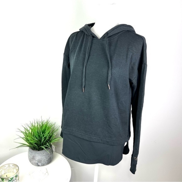 Calia black women’s size small chiffon underlay workout hooded sweatshirt - Picture 1 of 10